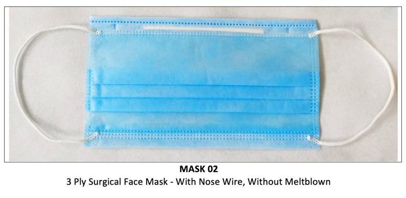 Disposable 3 Ply Medical Face Mask - Non Woven Fabric, Rectangle Shape, Medical Blue Color | Disposable Usage, Insurance Against Airborne Particles
