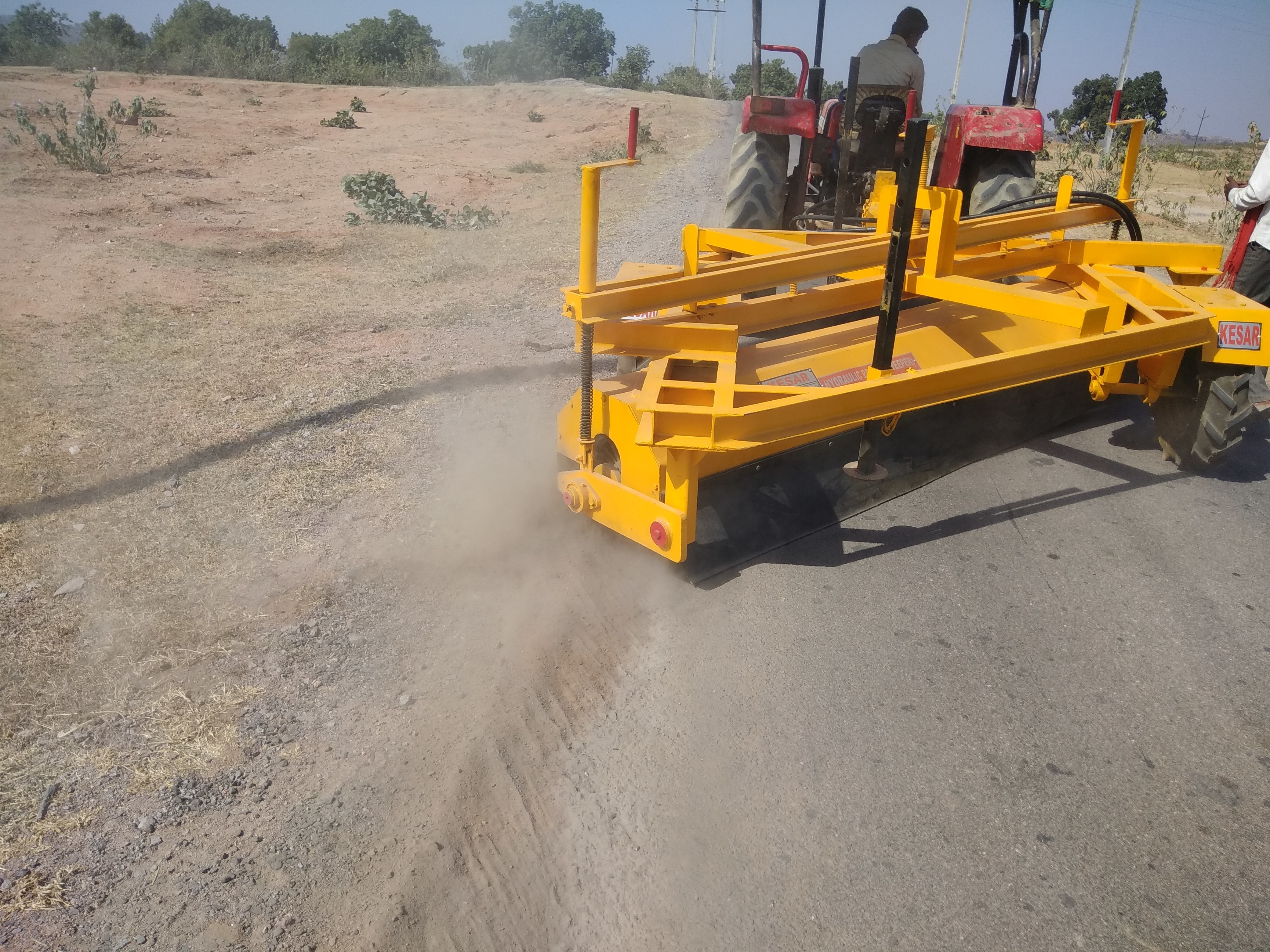 Golden Yellow Tractor Mounted Road Sweeper
