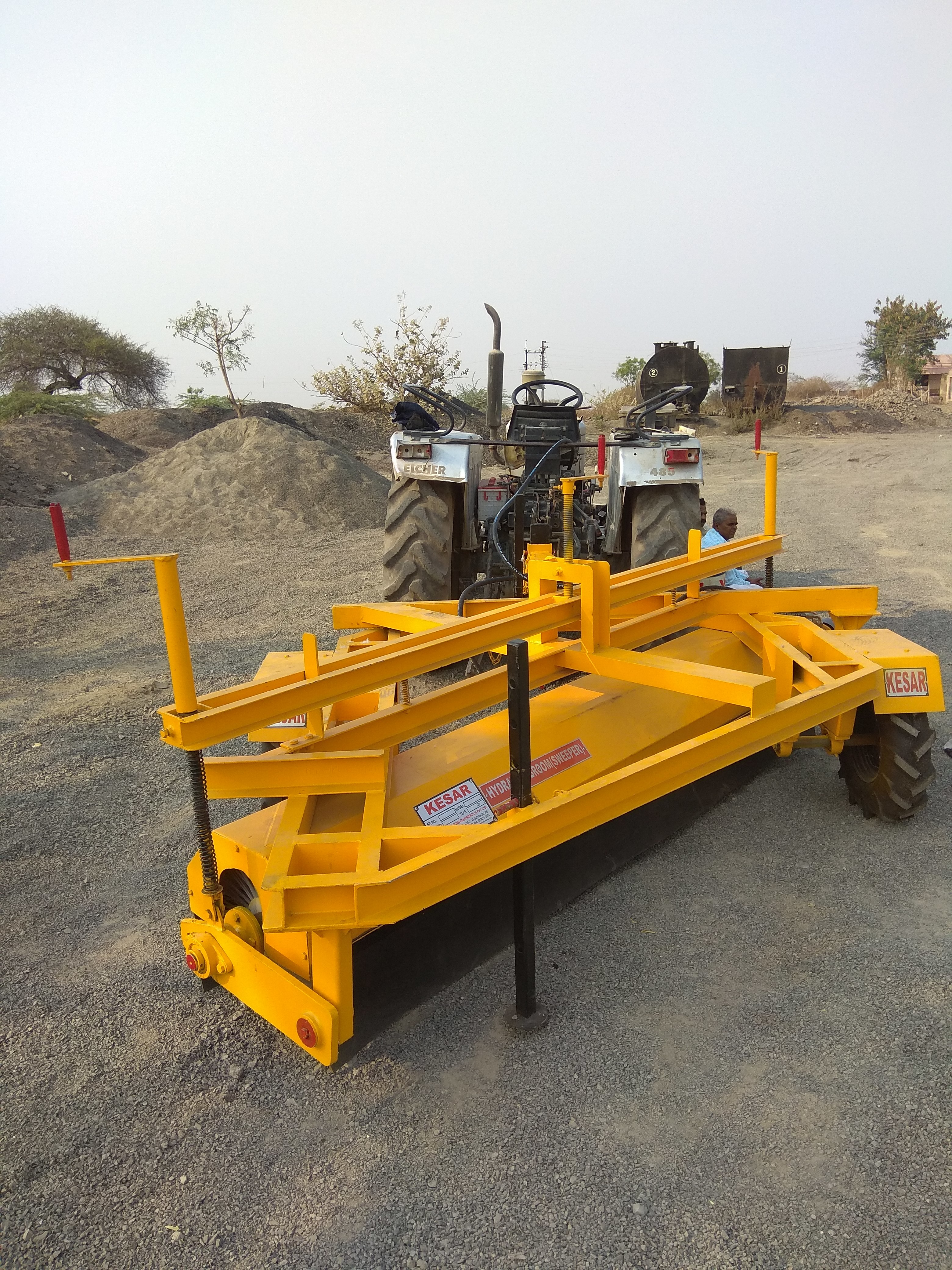 Golden Yellow Tractor Mounted Road Sweeper