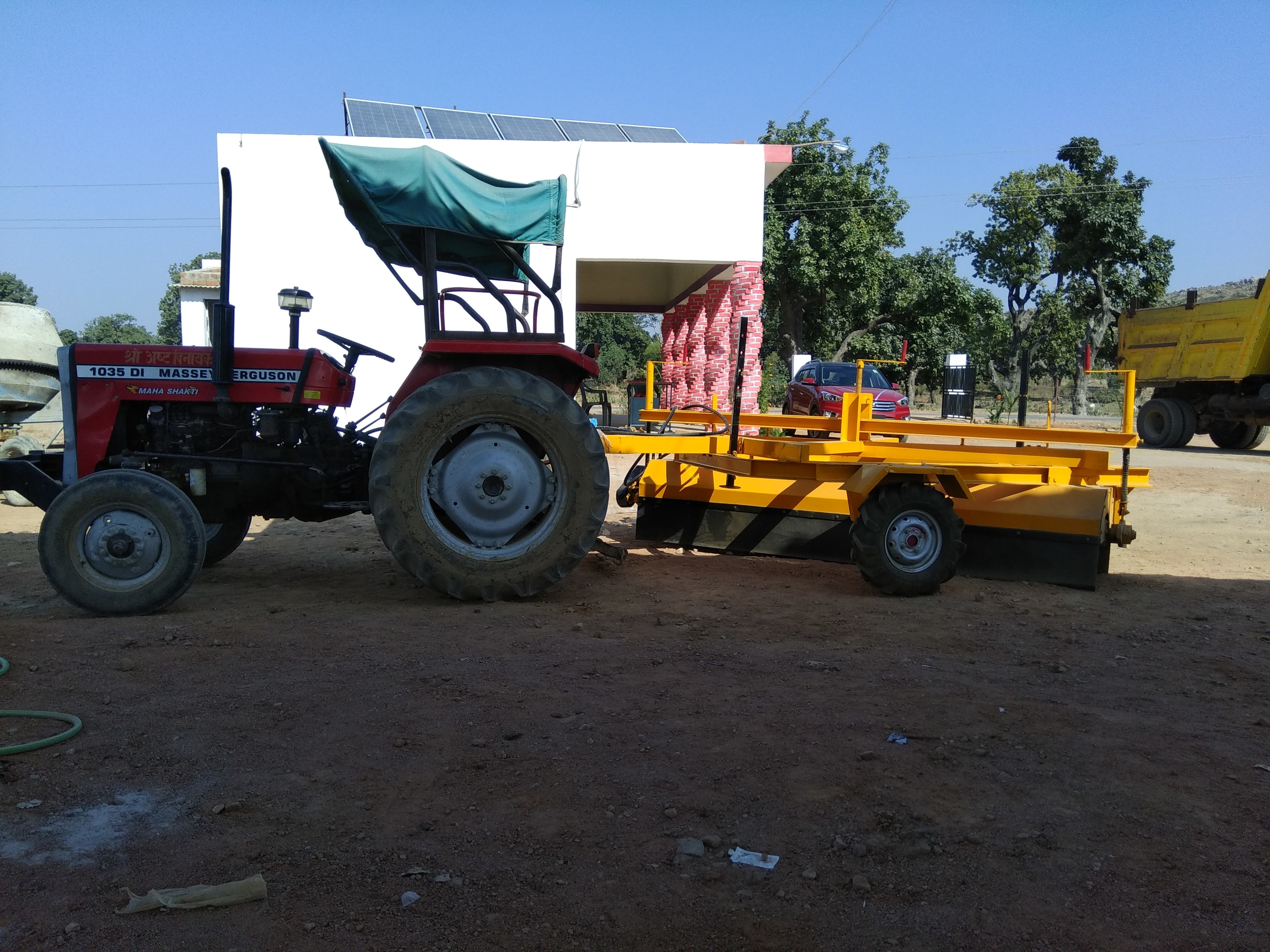 Golden Yellow Tractor Mounted Road Sweeper