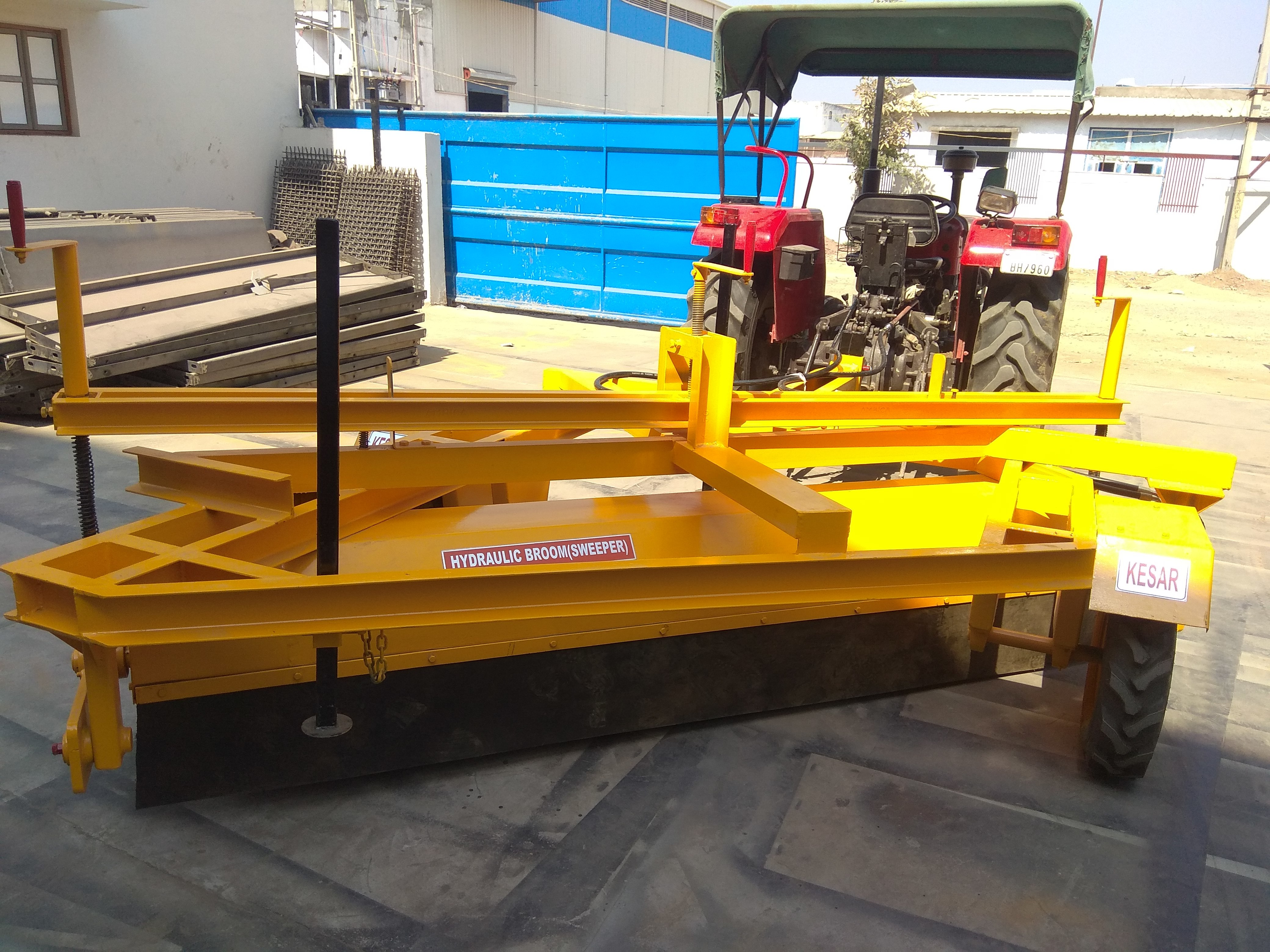 Yellow Tractor Mounted Road Sweeping Machine