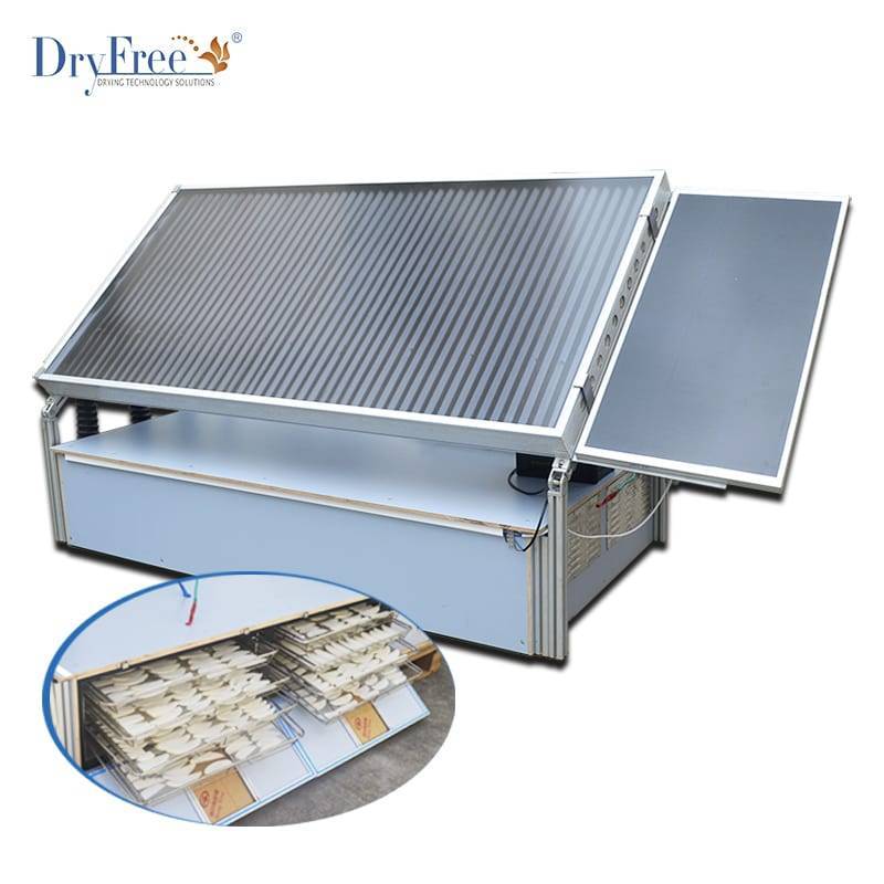 Small Solar Apple Dehydrator - Stainless Steel, 1050x2500x1060mm | 40-60 Kg Capacity, 16 Trays, Eco-friendly Solar Air Collector, Blue Finish
