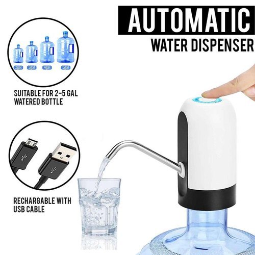USB Charging Water Dispenser Pump - 20Ltr Plastic, Blue and White | Automatic Wireless, Rechargeable Battery, Easy to Use
