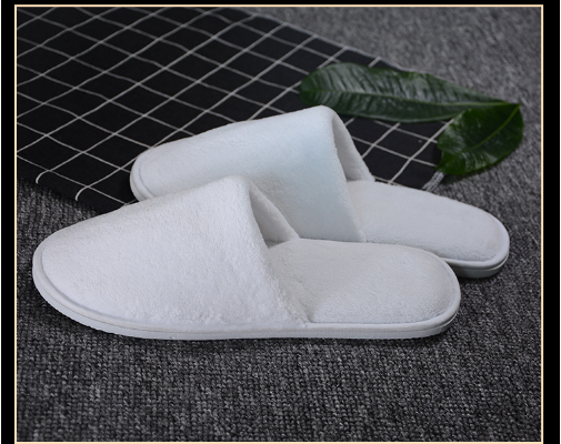 Hotel Slipper - Terry Cloth, One Size, White Color | Slip-on Design, Eva Sole, Individually Packaged In Polybag
