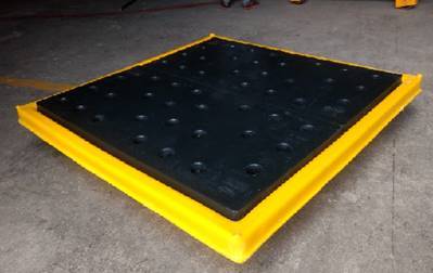 Drum Spill Pallet - Polyethylene Material, 1300x1300x200 mm, Yellow Black | Four Drum Containment, 160 Liters Spill Tank Capacity, Non-Reversible, Movable Design
