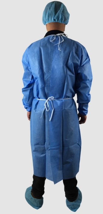 Isolation Gown - Sms Material, Multiple Sizes, Blue Color - Fluid-resistant Tie Closure