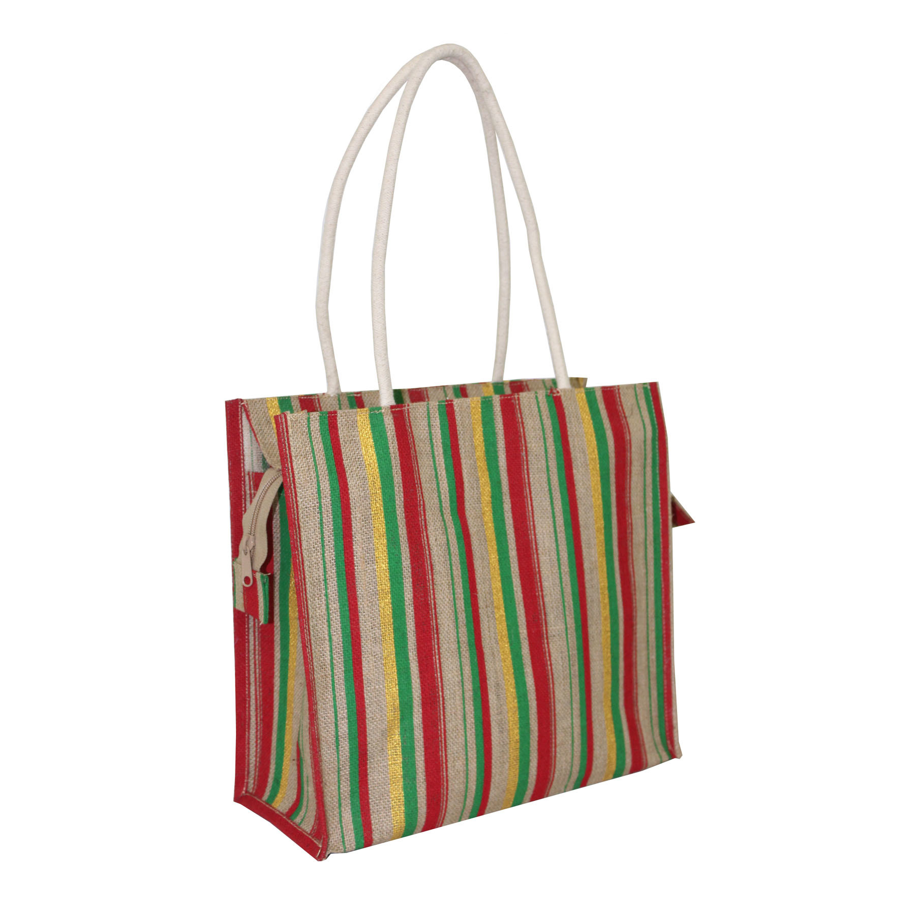 Customized Laminated Jute Bag With Rope Handle