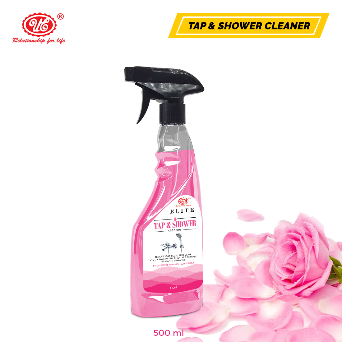 Tap And Shower Cleaner - Liquid, 500ml Plastic Bottle, Pink | Soap Scum Dissolving, Fume-free, Kitchen Cleaner With Rose Fragrance