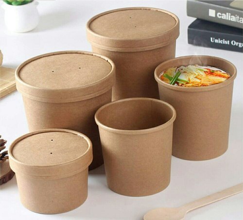 Kraft Paper Food Container - 250ml, 350ml, 500ml, 450ml, 1000ml | Strong, Sturdy, Stackable, Easy To Use, Food Grade