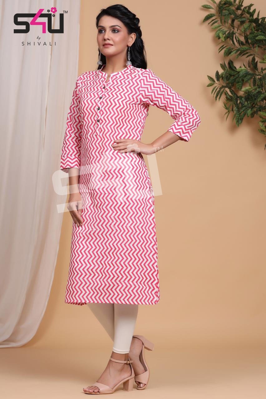 Basix Designer Kurti Catalogue Set - 8 Printed Designs, Sizes L-2xl | Washable, Suitable For Ladies In All Seasons