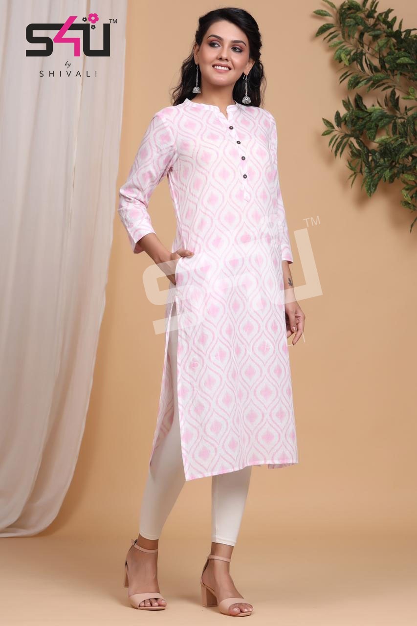 Basix Designer Kurti Catalogue Set - 8 Printed Designs, Sizes L-2xl | Washable, Suitable For Ladies In All Seasons