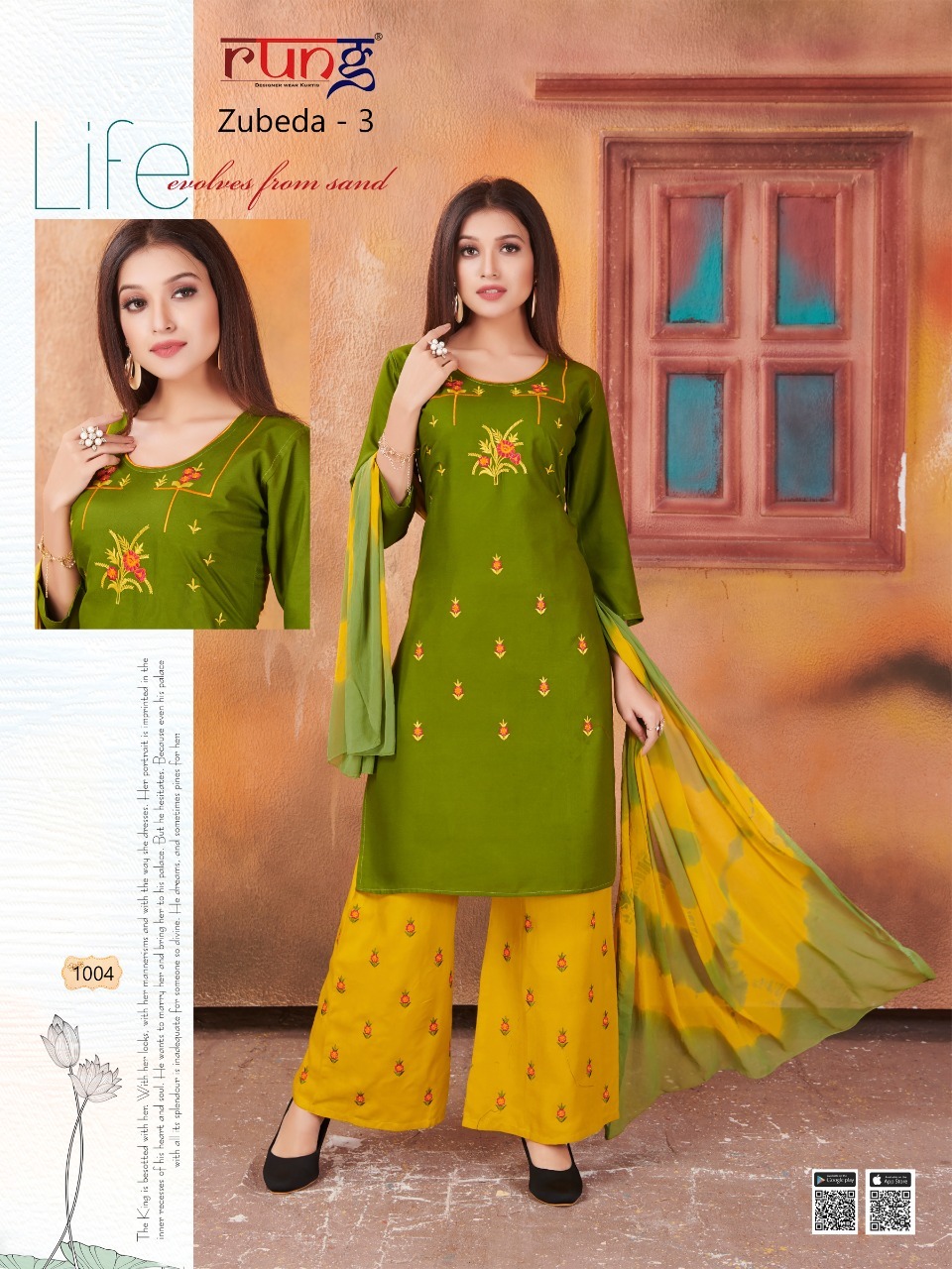 Zubeda Vol-3 Embroidery Work Kurti Set - Color: As Per Catalog