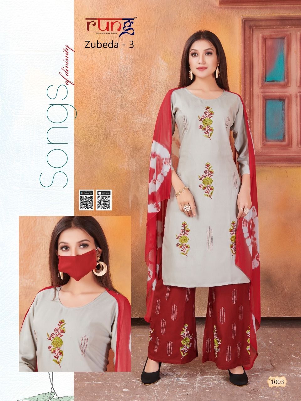 Zubeda Vol-3 Embroidery Work Kurti Set - Color: As Per Catalog