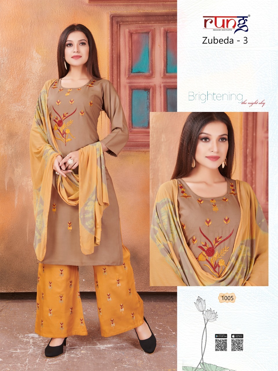 Zubeda Vol-3 Embroidery Work Kurti Set - Color: As Per Catalog