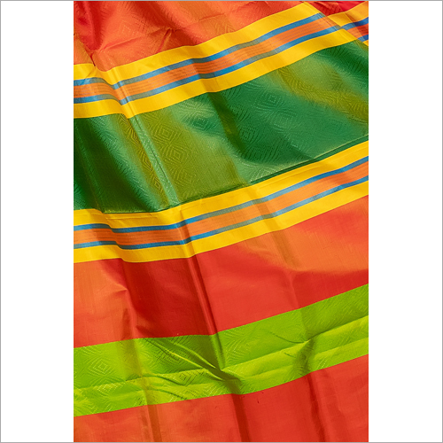 Orange Green Self Weaven Handloom Sarees