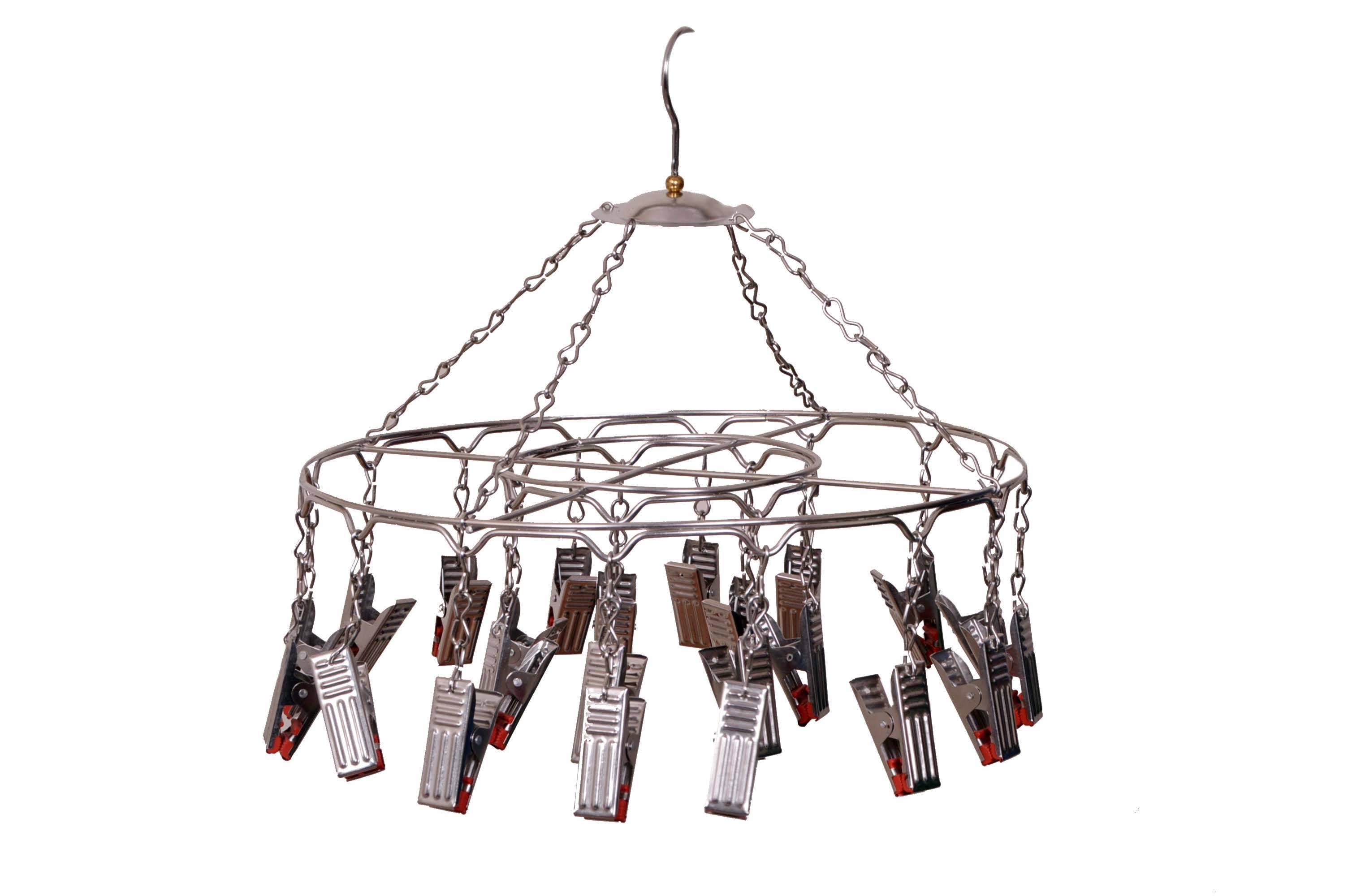 Stainless Clip Hanger - 23 Durable Clips, 202 Grade Stainless Steel, Red And Pink | Ideal For Baby Apparel, Handkerchiefs, And Innerwear