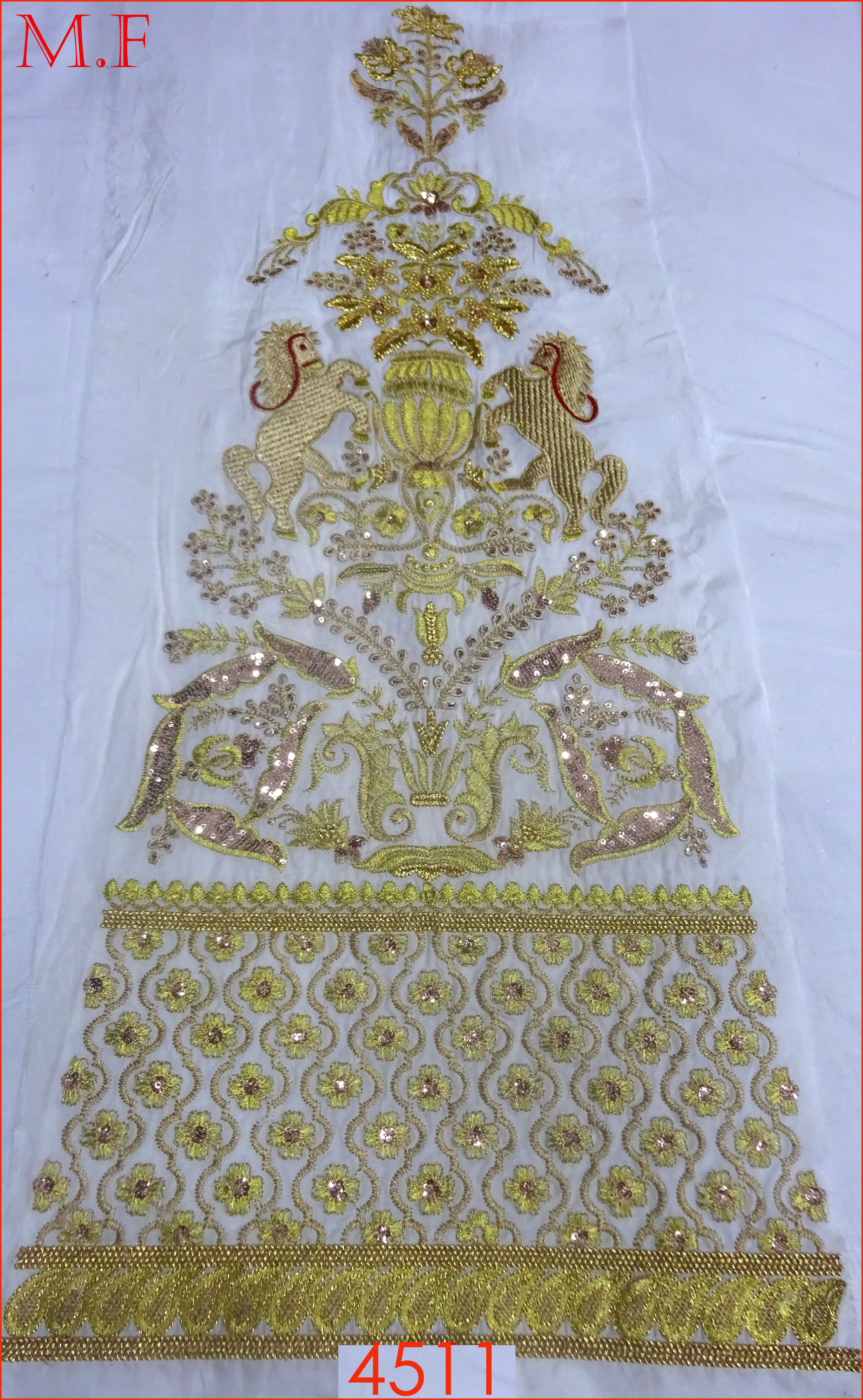 Bridal Lehnga Dyebal Kali - Cotton Material, White Color | Embroidered Patterns, Georgette Fabric, Versatile Use For Dupatta And Blouses