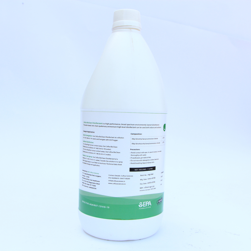 Liquid 1 Litre Coflux Bioclean Quarternary Ammonia Disinfectant
