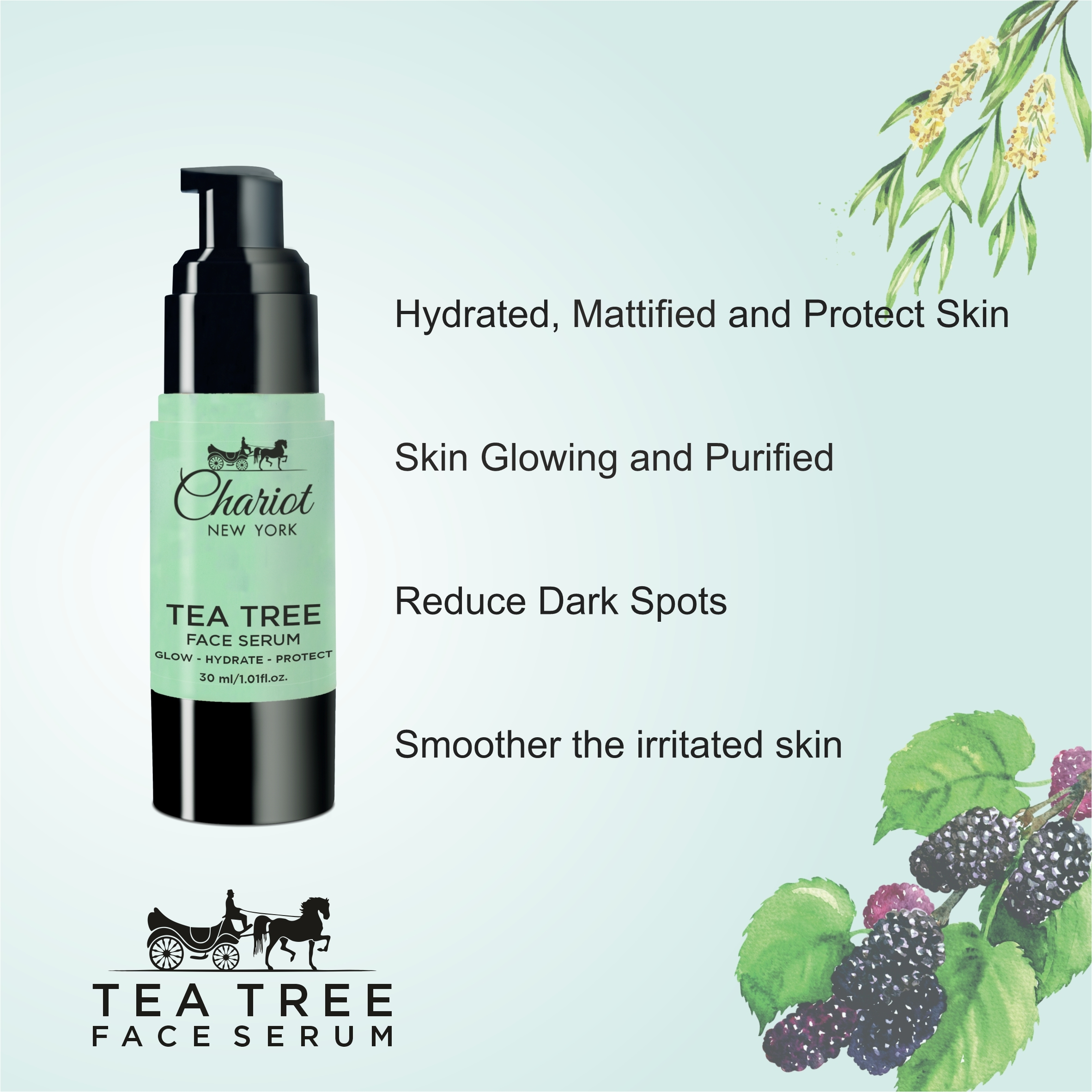 Chariot New York Tea Tree Face Serum For Men And Women 30 Ml Age Group: 15-70