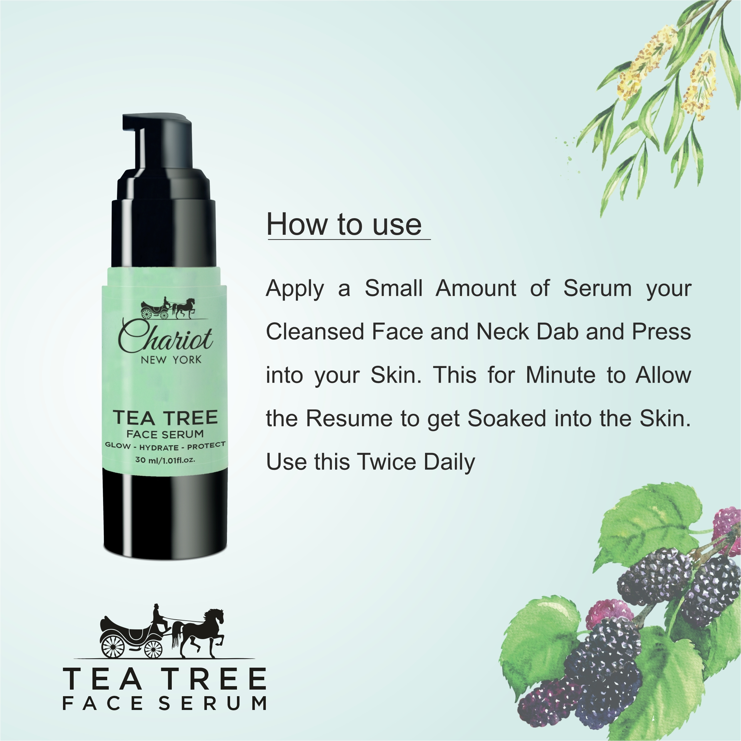 Chariot New York Tea Tree Face Serum For Men And Women 30 Ml Age Group: 15-70