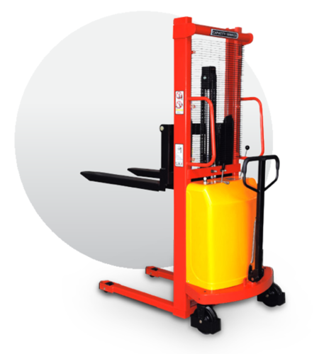 Semi Electric Hydraulic Stackers - 1 to 2 Tonne Lifting Capacity, 1600 to 3500 mm Height | Integrated Hydraulic System, Heavy-Duty Roller Bearings, Safety Features, Battery Capacity Indicator