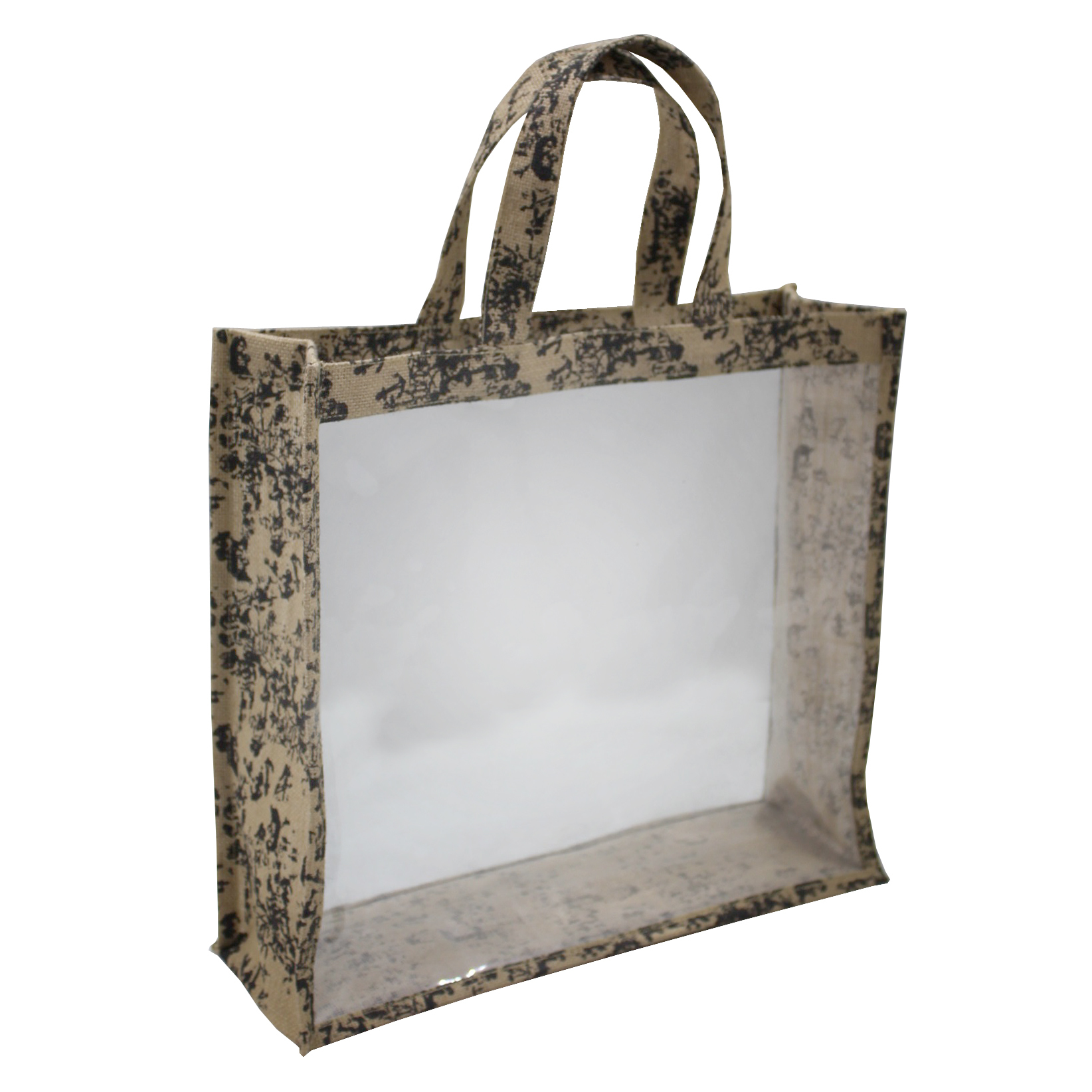 Customized Pp Laminated Jute Window Bag With Jute Handle