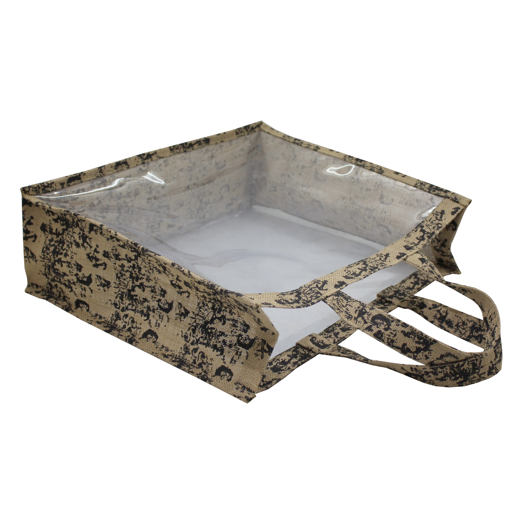 Customized Pp Laminated Jute Window Bag With Jute Handle