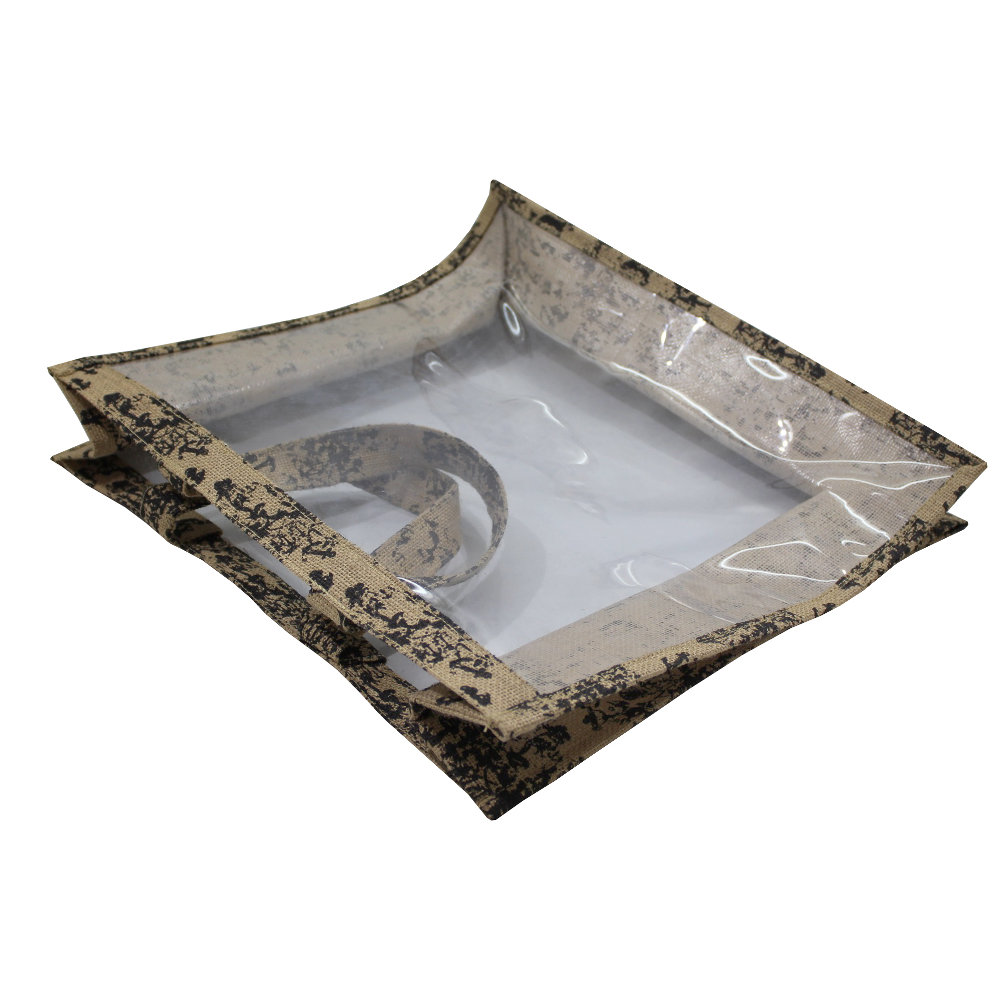 Customized Pp Laminated Jute Window Bag With Jute Handle