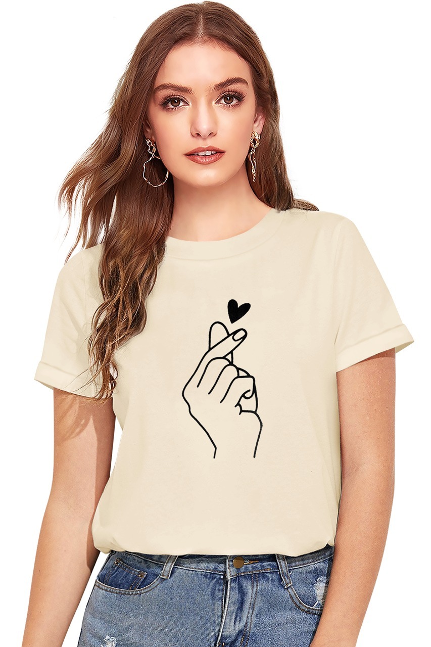 Ladies T-shirt Tipsy 361 - Cotton Fabric Size: S M L Xl | Round Neck Half Sleeves Various Colors Comfortable Printed Design