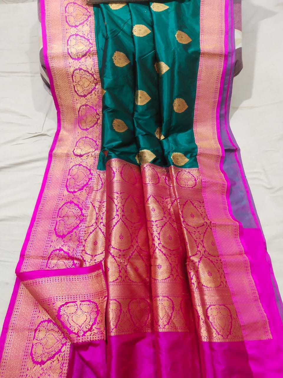 Mustered With Pink Designer Pure Silk Saree