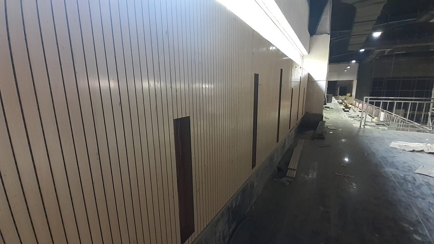 Wooden Slats - 16mm Mdf Acoustic Panels 2420x575/128mm | Custom Color, Fire Resistant, High Density, Sound Absorption Up To Nrc 0.86