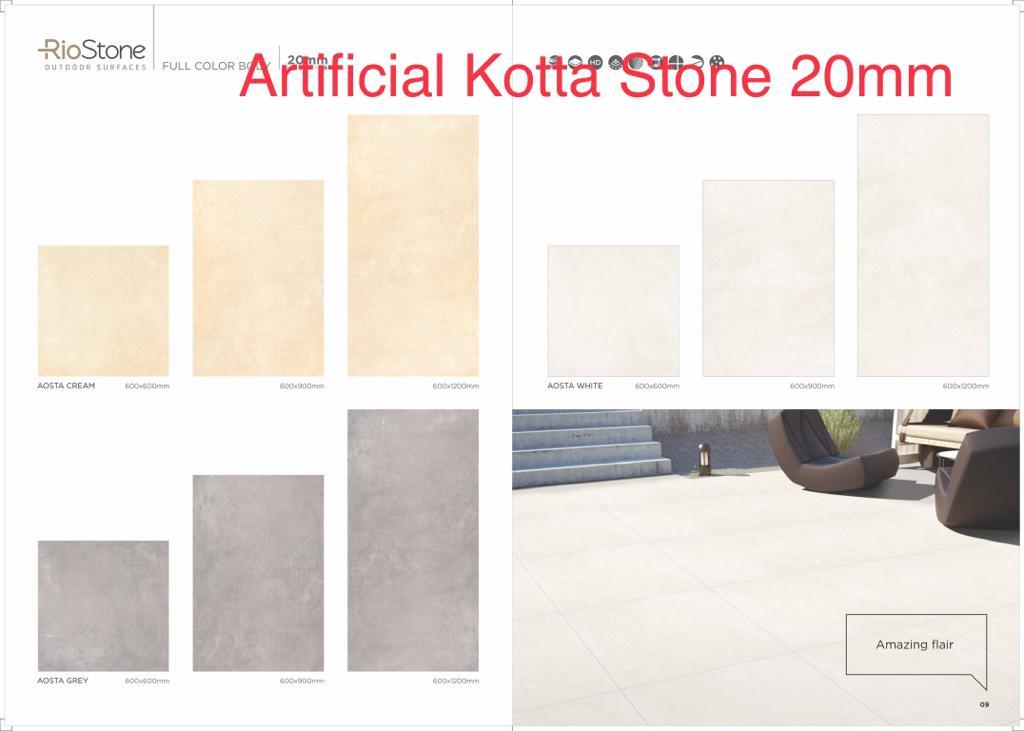 Artificial Kota Stone - 600 X 600 Mm, 600 X 900 Mm, 600 X 1200 Mm | Thickness: 20 Mm, Versatile Sizes For Diverse Applications