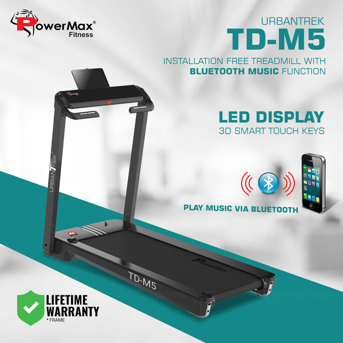 Urbantrek Td-m5 Installation Free Treadmill With Ai Intelligent Gasbag Shock Absorption Application: Cardio