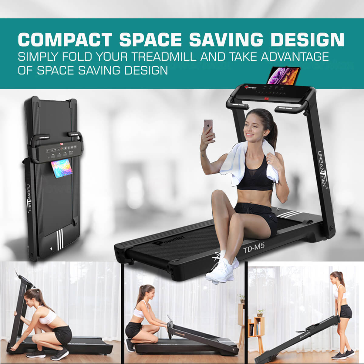 Urbantrek Td-m5 Installation Free Treadmill With Ai Intelligent Gasbag Shock Absorption Application: Cardio