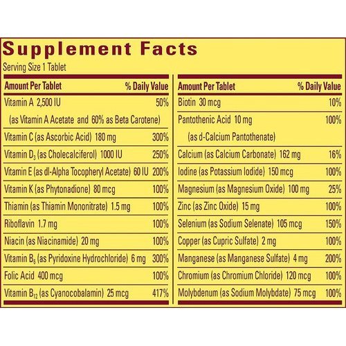 Nature Made Multi For Him 50 Plus No Iron Tablets Efficacy: Promote Healthy & Growth