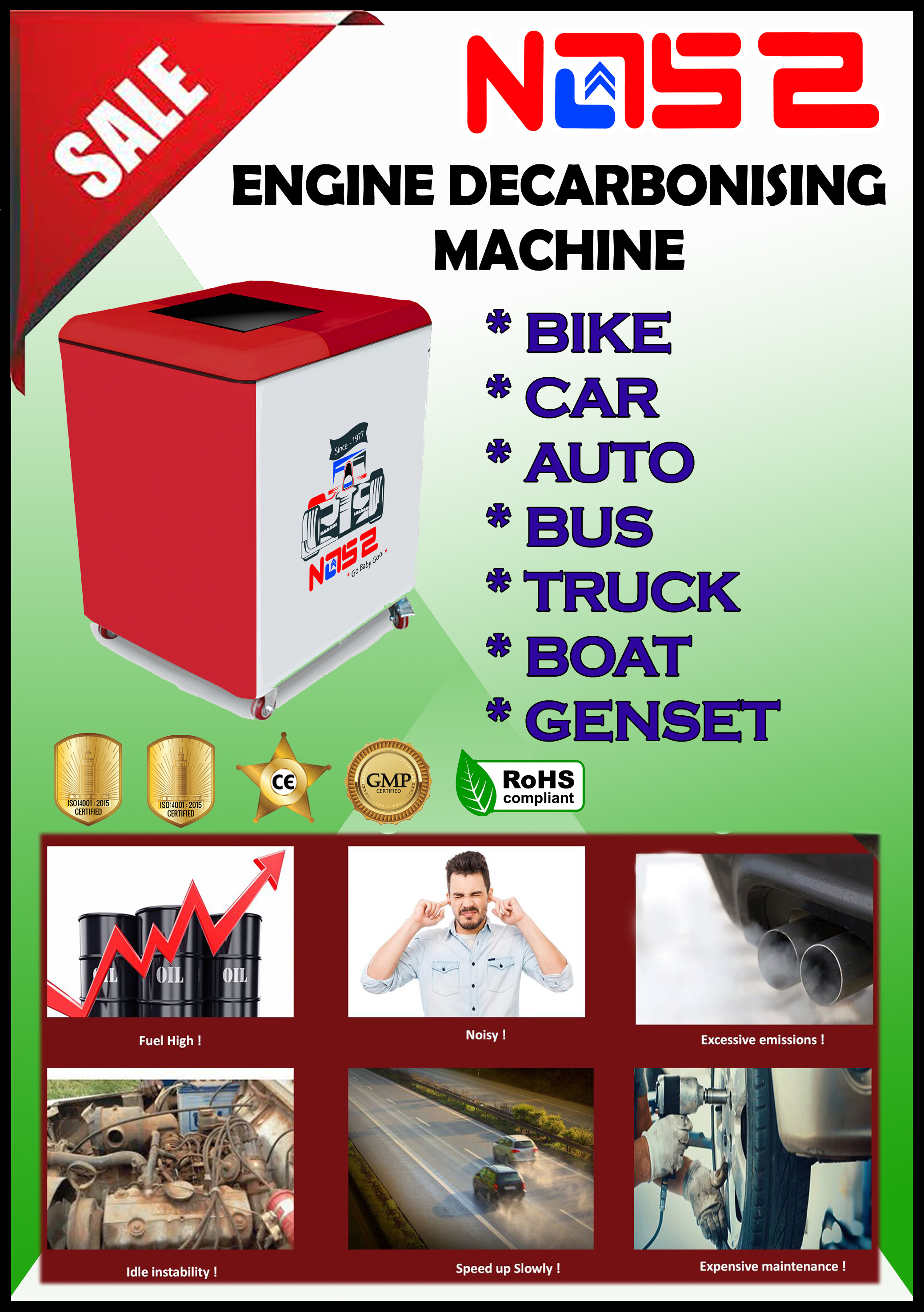 Kodaikanal Hydrogen Engine Carbon Cleaner - Metal, 31x22 Inches | 3000 Lph Capacity, New Design, Red With White, 110/220/230 Volt, 100 Kg Weight, Diesel Fuel Type, Advanced Carbon Cleaning Solution