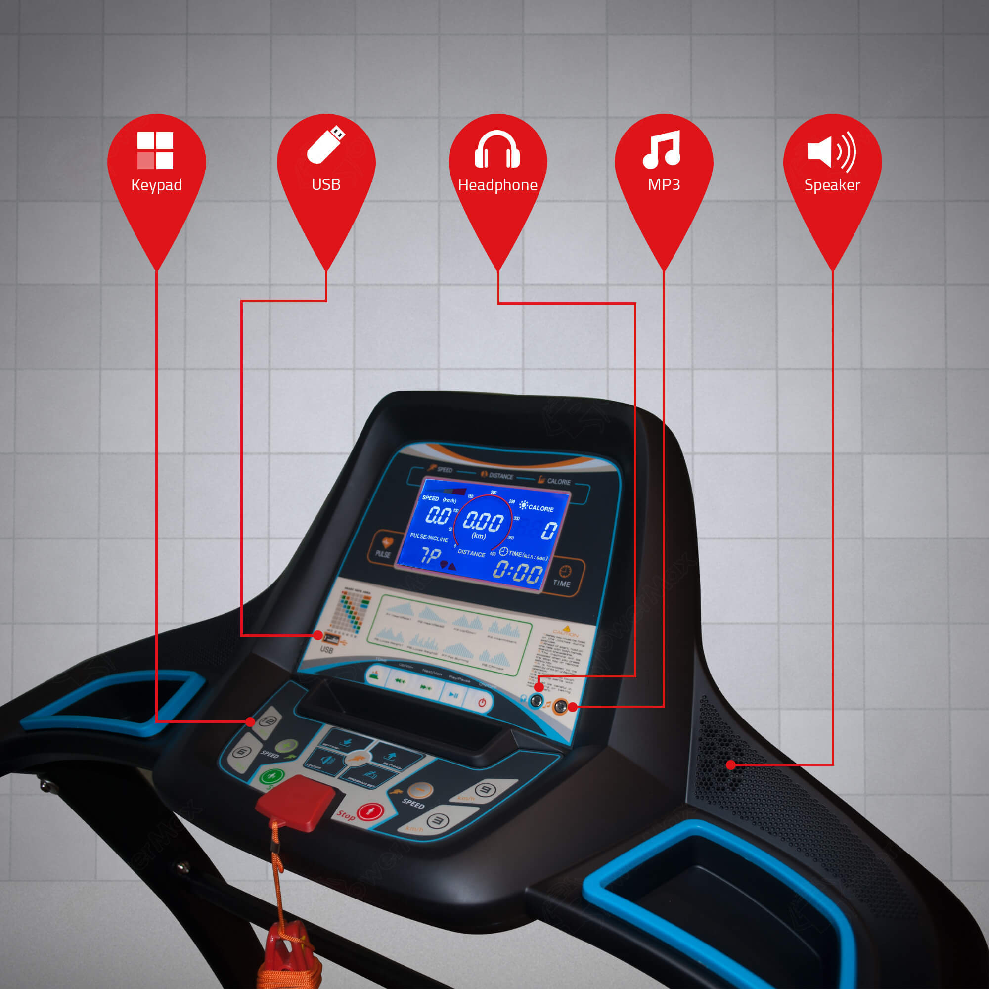 Tdm-110 Motorized Treadmill With 18.2cm Vivid Color Display Application: Cardio