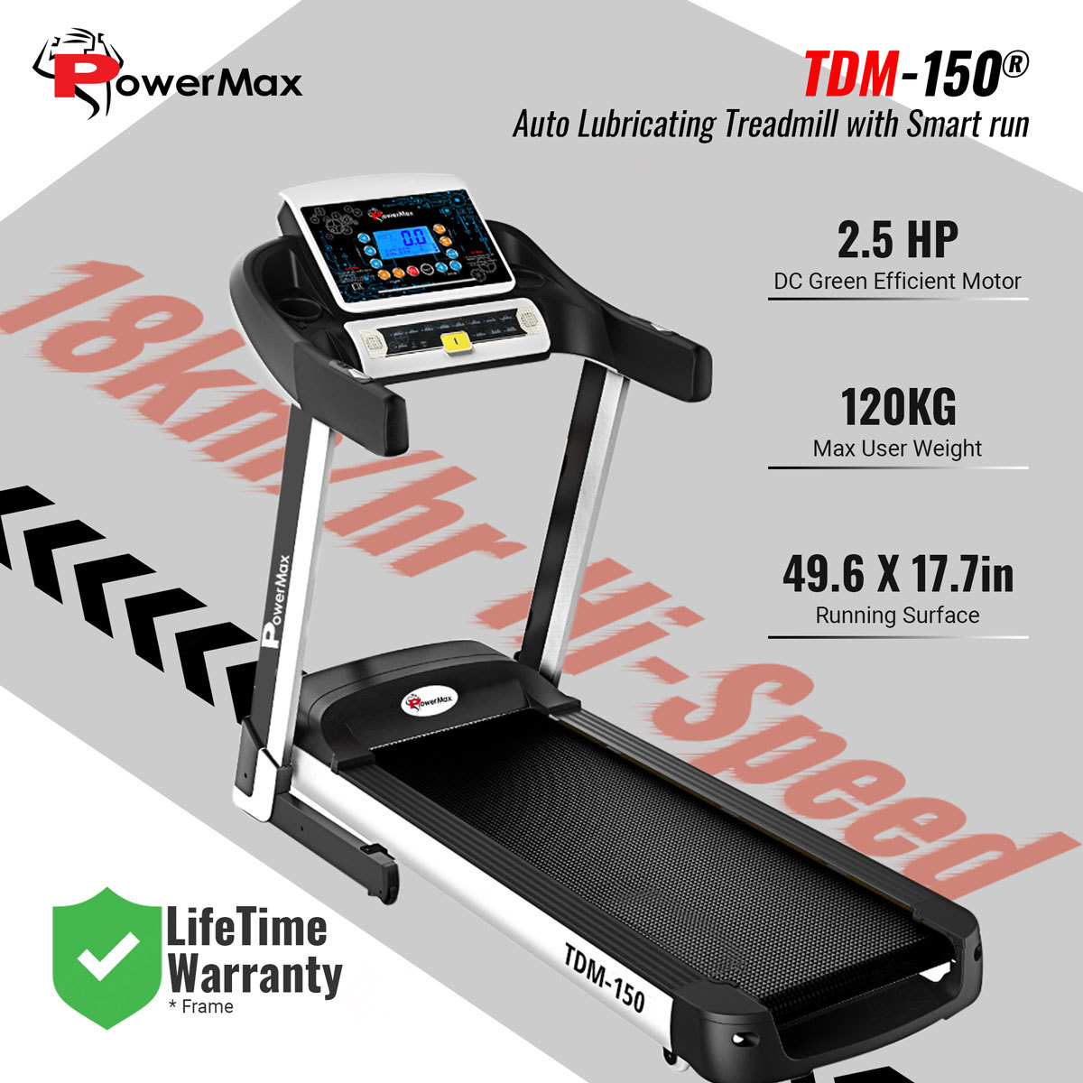 Tdm-150 Auto Lubricating Treadmill With Smart Run Function Application: Cardio
