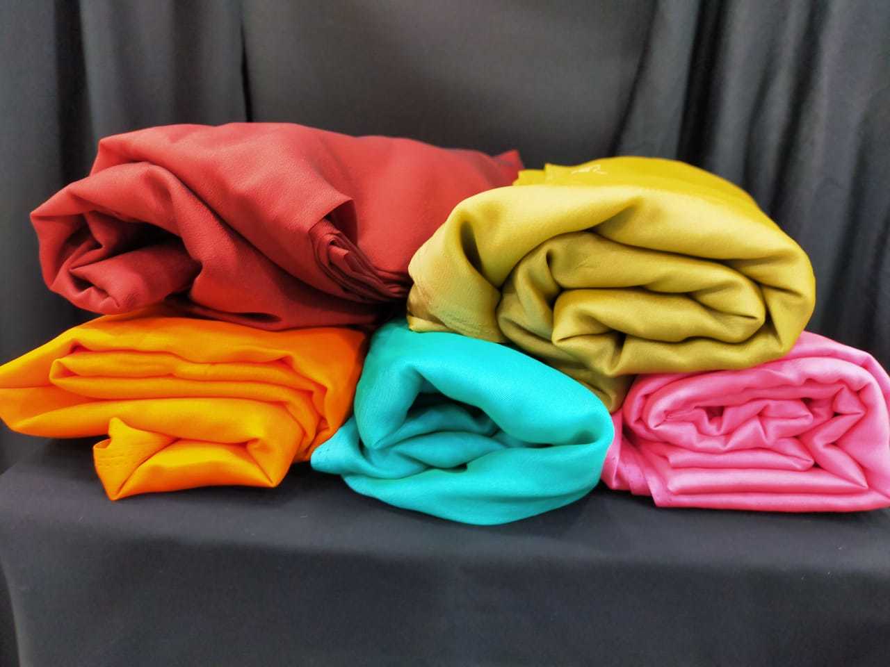 Polyster Rangoli Fabric - 43-44 Inch Width, Dyed Plain Texture | Light Weight, Washable, Available In Multiple Colors