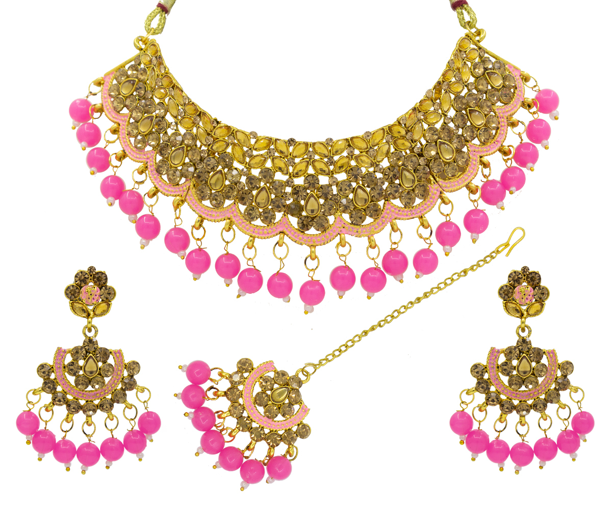 Attractive New Design Meenakari Choker Necklace Set Alloy