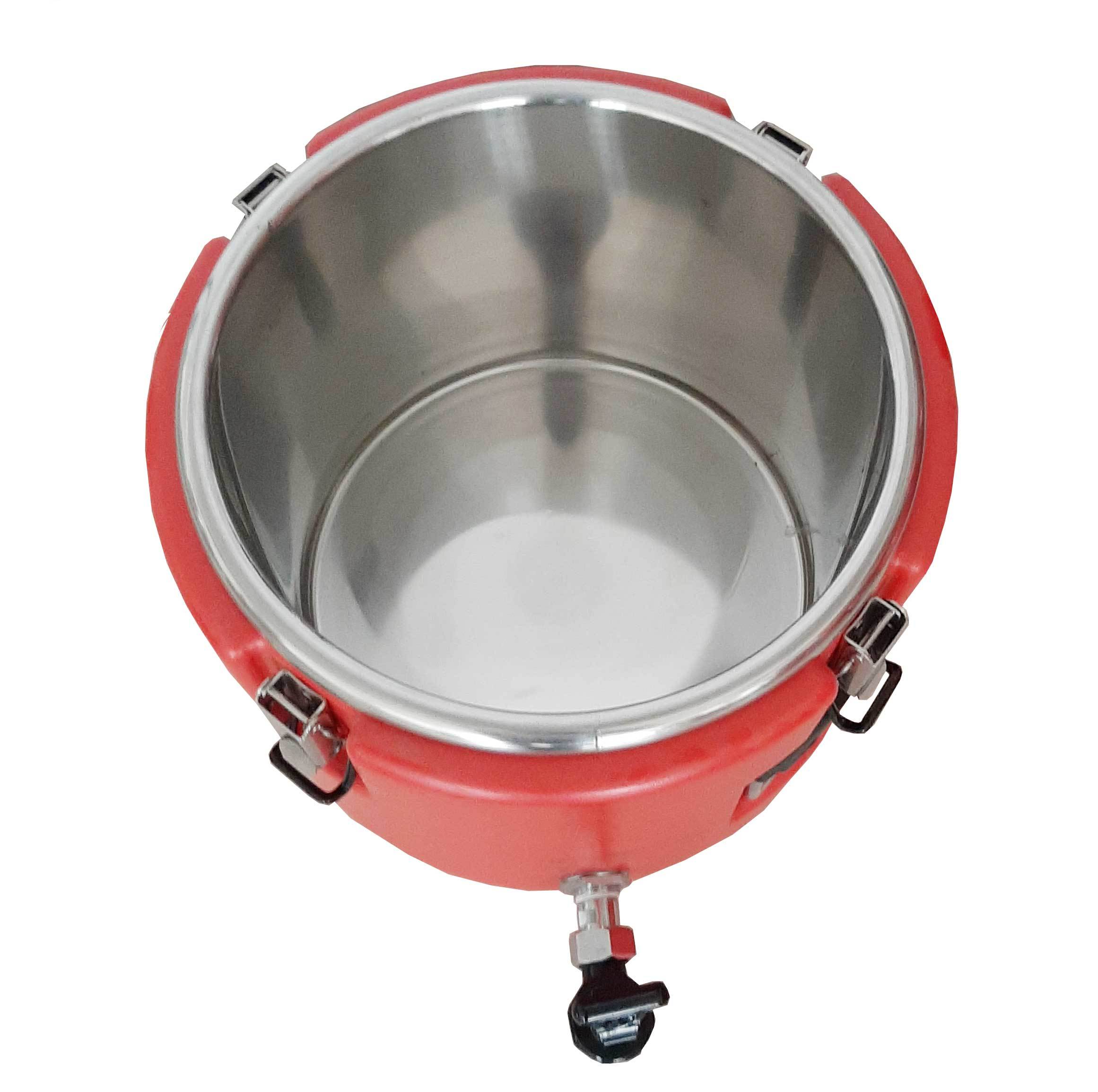 Insulated Round Container - 10 Ltr., Stainless Steel & Hdpe, Dia - 340mm, Height - 310mm | Ideal For Hotels, Restaurants, Commercial Kitchens