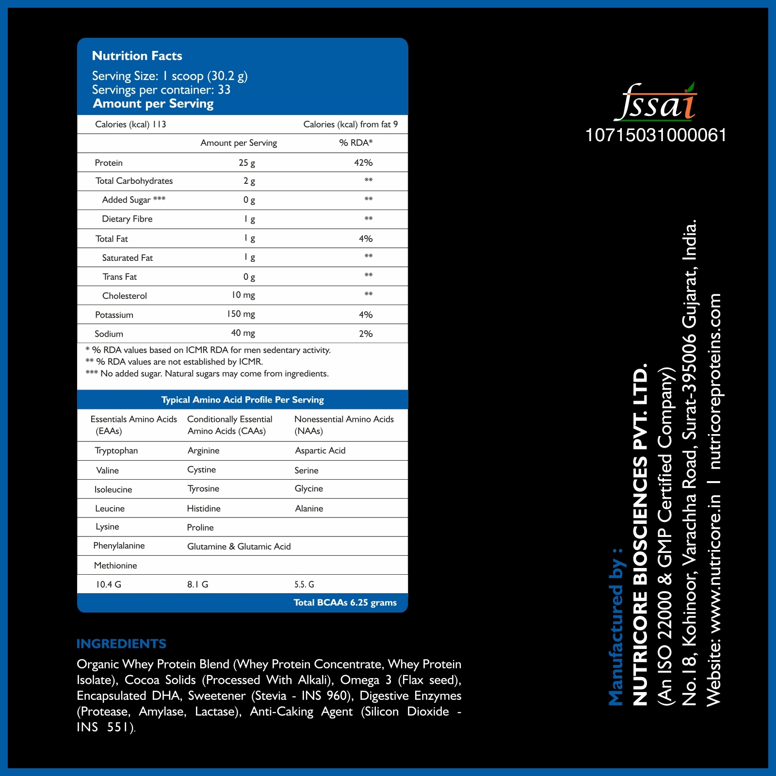 Whey Protein Powder - Finest Quality Chocolate Flavor 25g Protein Per Serving Instantised For Fast Amino Acid Uptake Naturally Occurring Bcaa And Glutamine