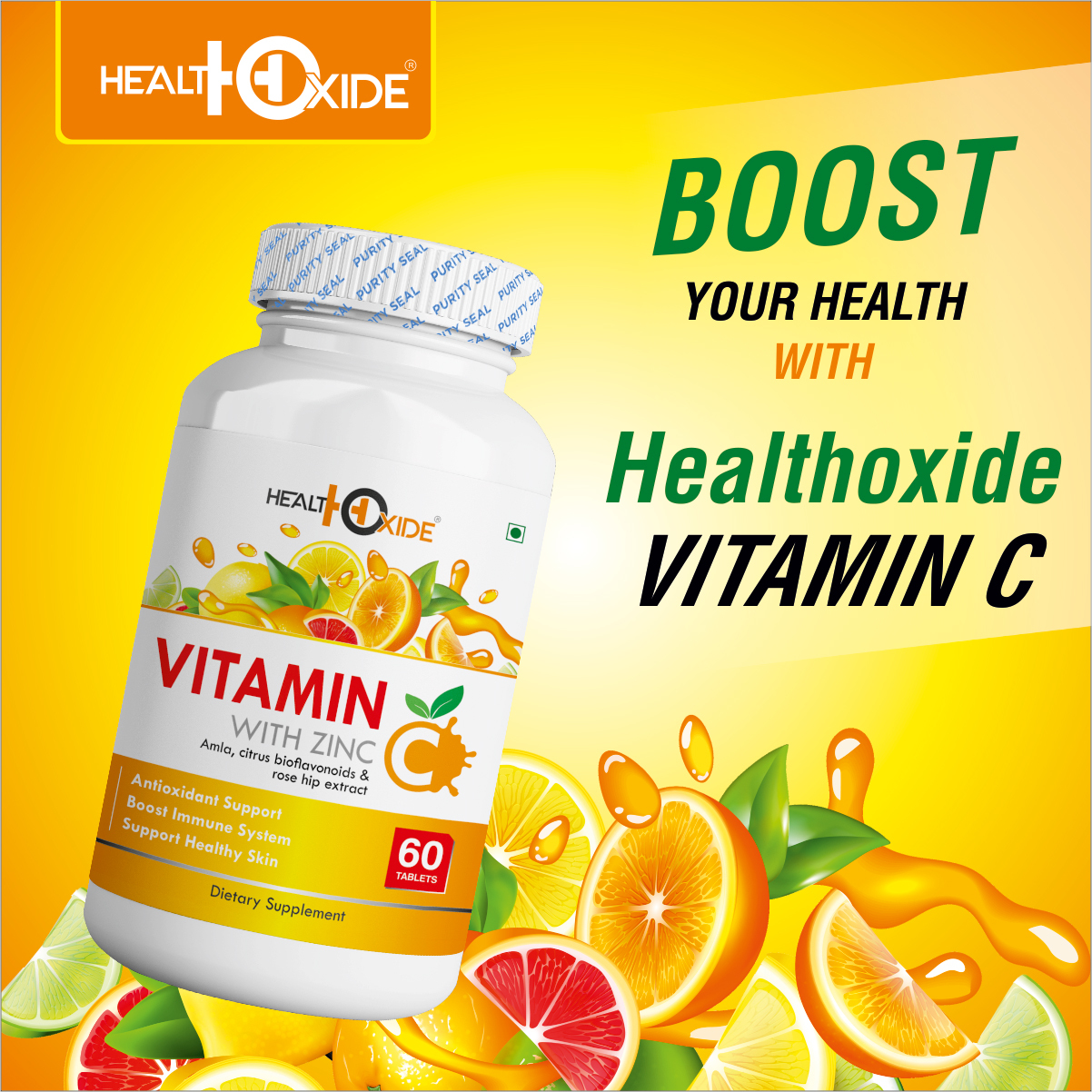 Vitamin C - 1000 Mg Daily Immune Support Tablets | Antioxidant Rich, Promotes Skin Health, Boosts Nutrition