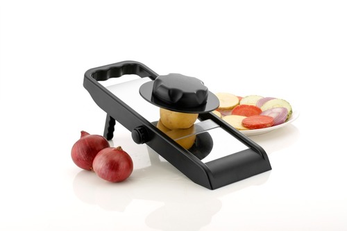 Vegetable Slicer - Plastic, 11.5 x 3.5 x 1.5 Inches | Black, Stainless Steel Blade, 1-Year Warranty
