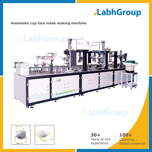 Automatic Cup Face Mask Making Machine - Stainless Steel, 4400 x 1100 x 1800 mm | High Efficiency, Automatic Operation, Extended Warranty