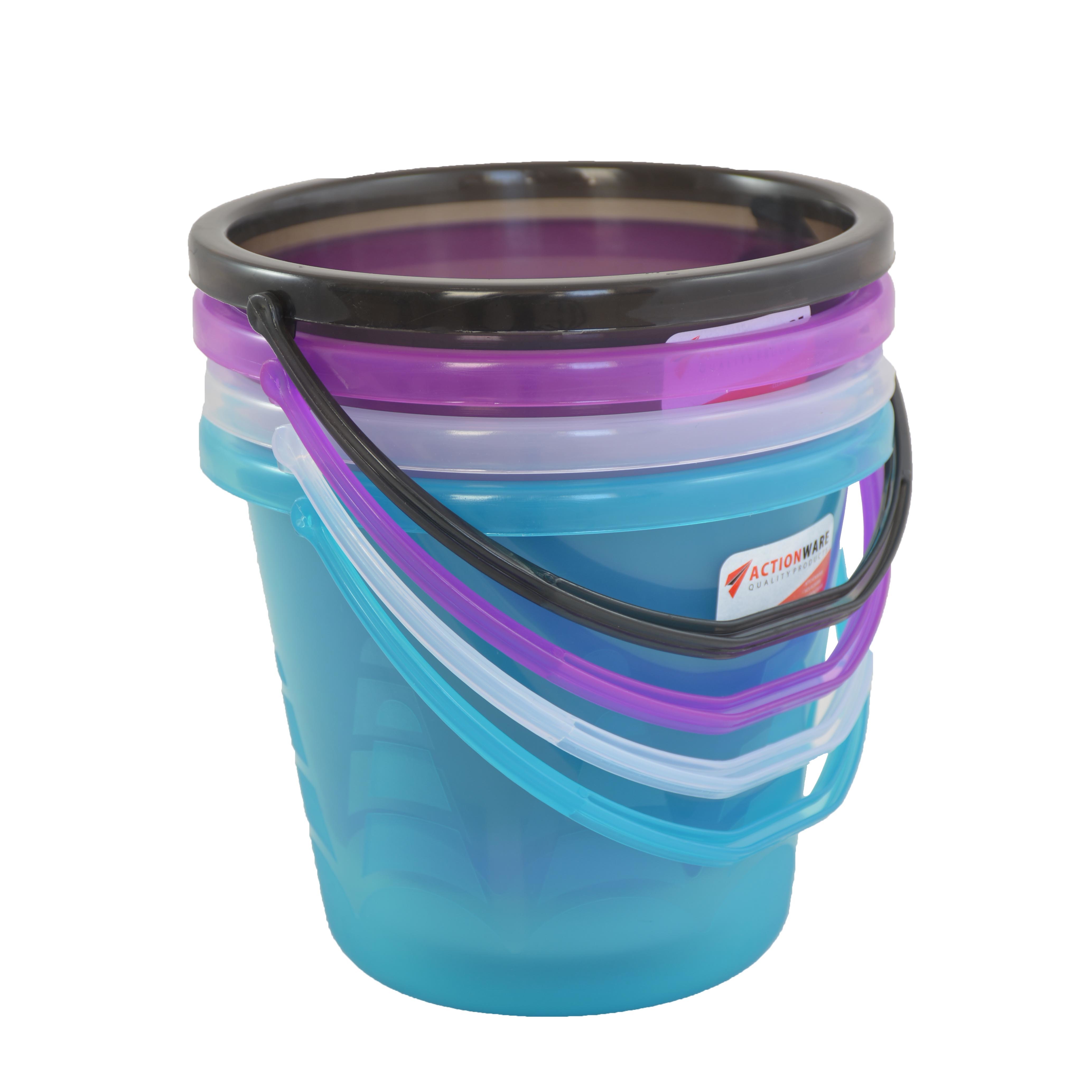 Bucket 3.5ltr - Abs Plastic, 3.5l Capacity, Mixed Transparent With Blue, Orange, Pink Colors | Unbreakable, Food Grade Material, Single Cavity Design