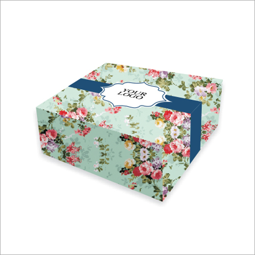 Flower Printed Cake Box - Paper, Sizes: 8x8x5, 10x10x5, 12x12x5 | Uv Offset Printing, Glossy Lamination, Square Shape, Custom Print Options