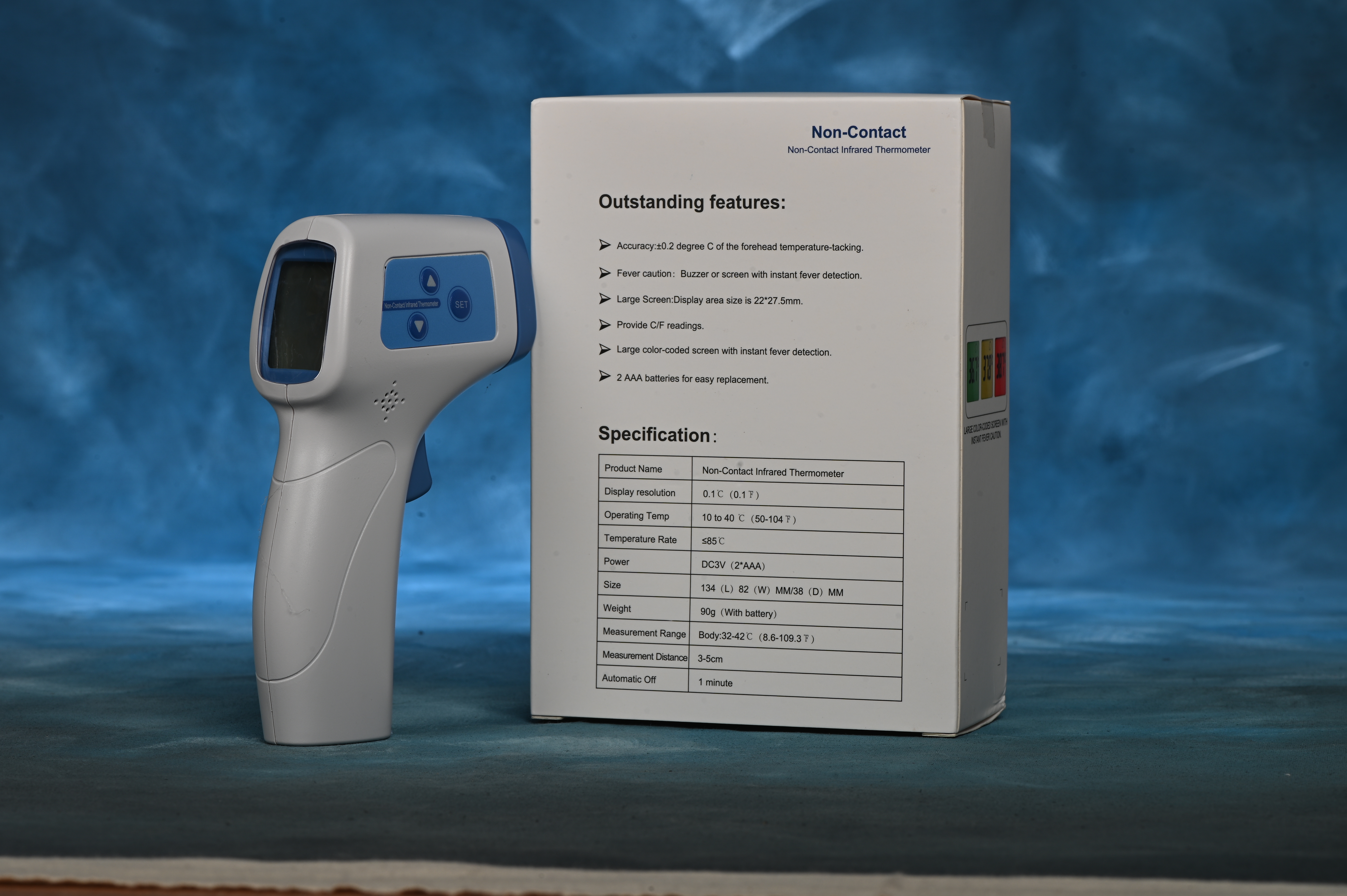 Bluboo Infrared Thermometer Gun - Plastic Build Measuring Body Temperature | Elegant White And Purple Design Non-contact Measurement