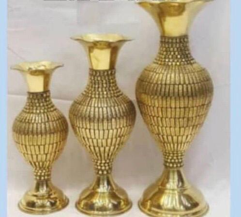 गोल्ड फ्लावर वास 3 पीस का सेट