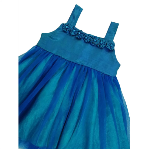 Girls Trendy Blue Frock - Sizes S, M, L, XL | Washable, Suitable for All Seasons